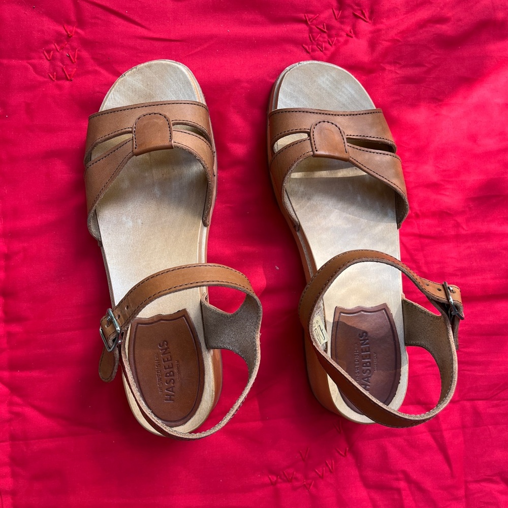 Swedish Hasbeens Brown Leather Sandals - Picture 4 of 4